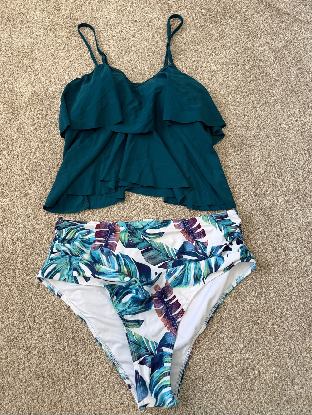 High Waisted Ruffled Floral Two Piece Swimsuit